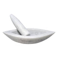 Boat Shape White Marble Mortar & Pestle 8" | Mortar & Pestle | Wiccan Center