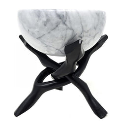 White Marble Bowl w/Cobra Stand 4" | Cauldrons | Wiccan Center