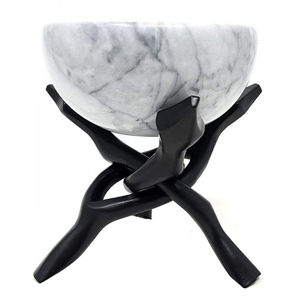 White Marble Bowl w/Cobra Stand 4" | Cauldrons | Wiccan Center