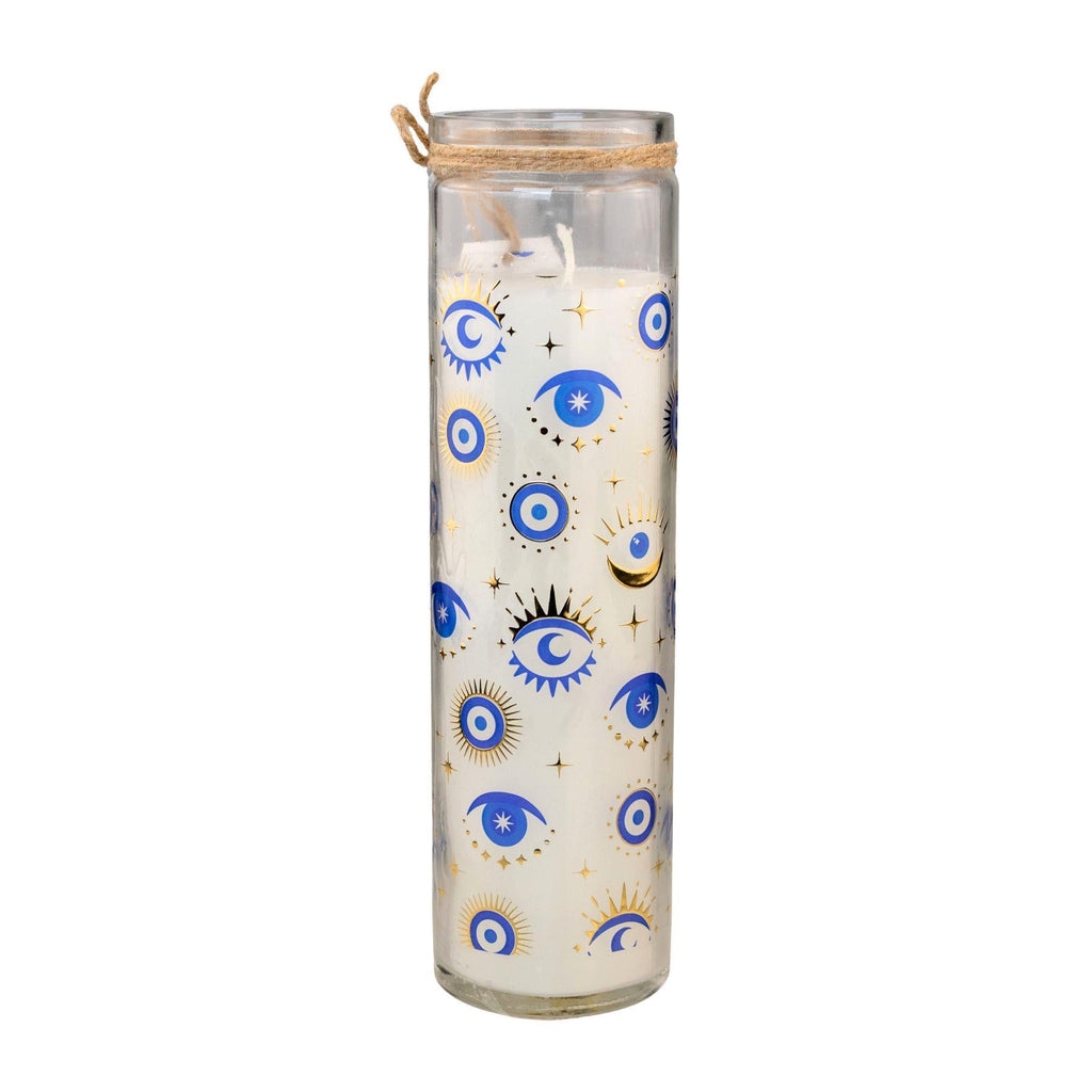 White Sage Evil Eye Pillar Candle | Candles | Wiccan Center