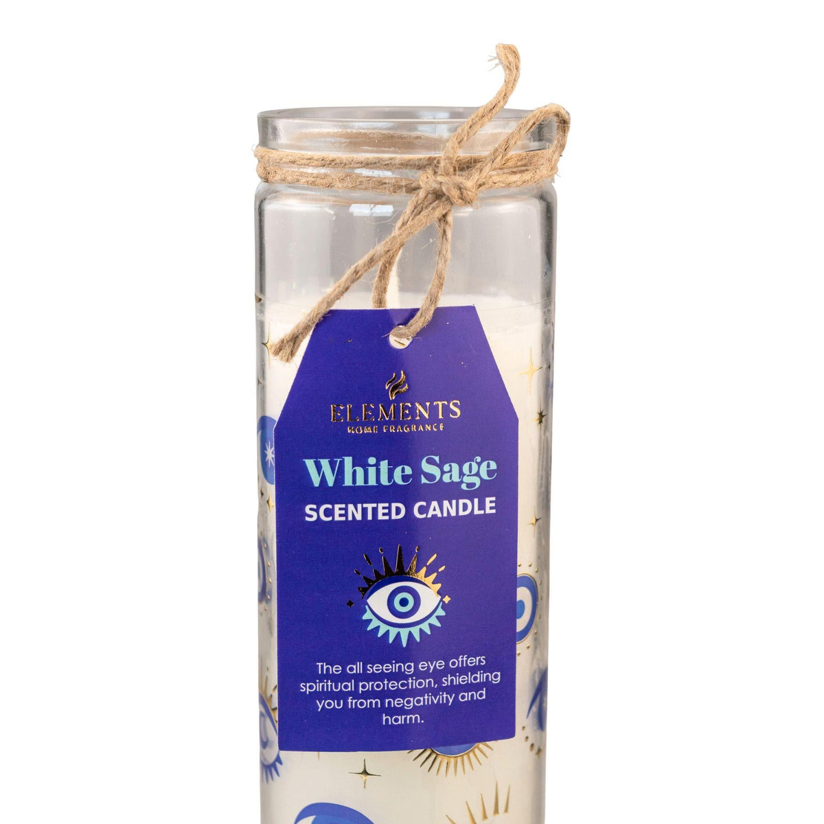White Sage Evil Eye Pillar Candle | Candles | Wiccan Center