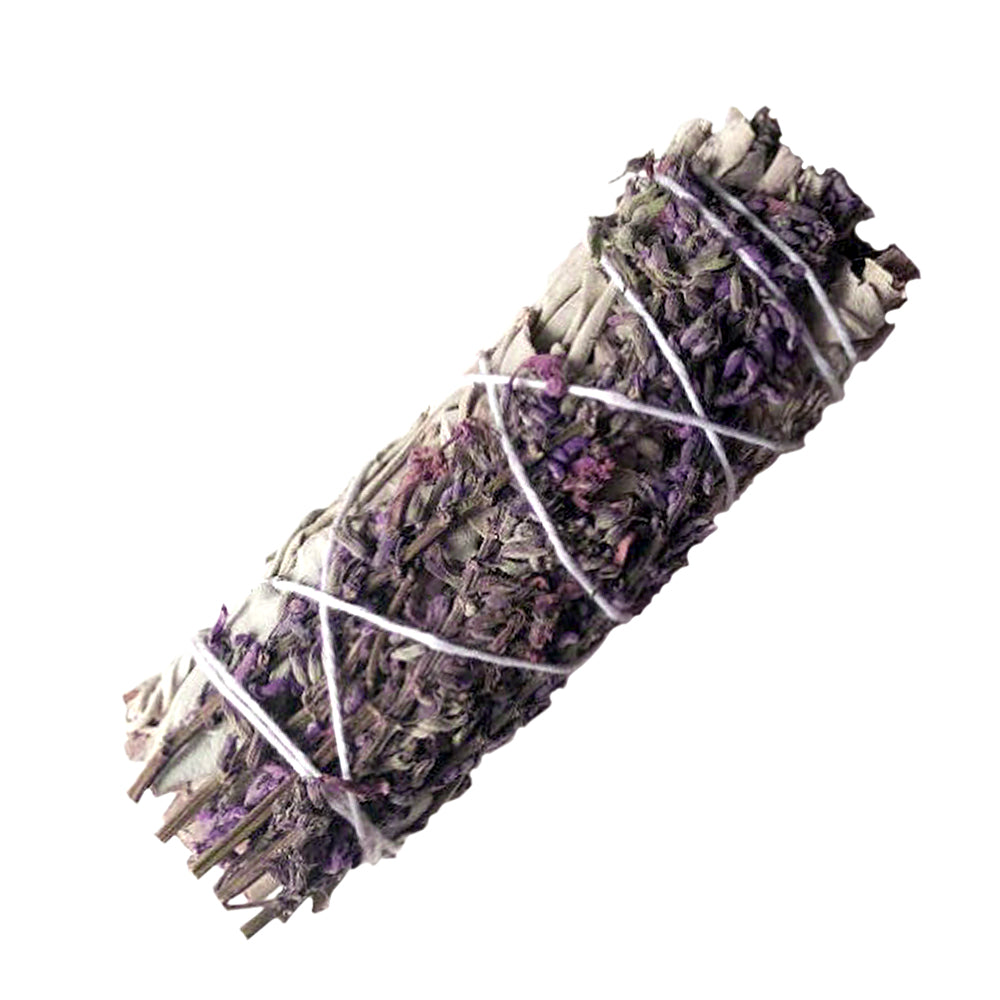 White Sage & Purple "Royal" Lavender Flower Smudge Stick | smudge sticks | Wiccan Center