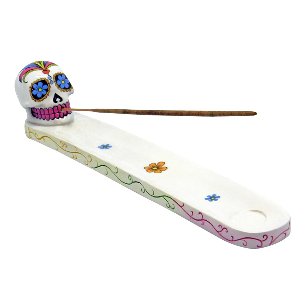 White Sugar Skull Incense Burner | Incense Burner | Wiccan Center