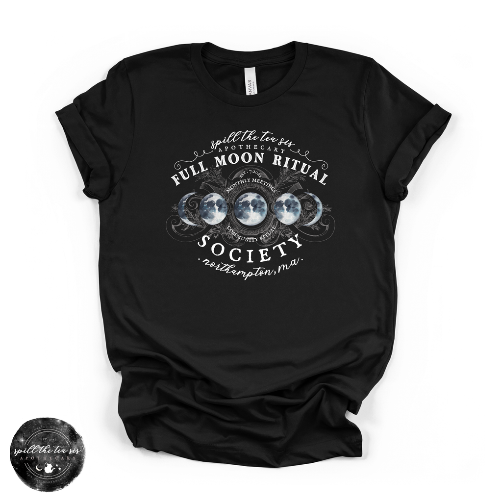 White Full Moon Ritual Tee | Celestial Graphic T-Shirt