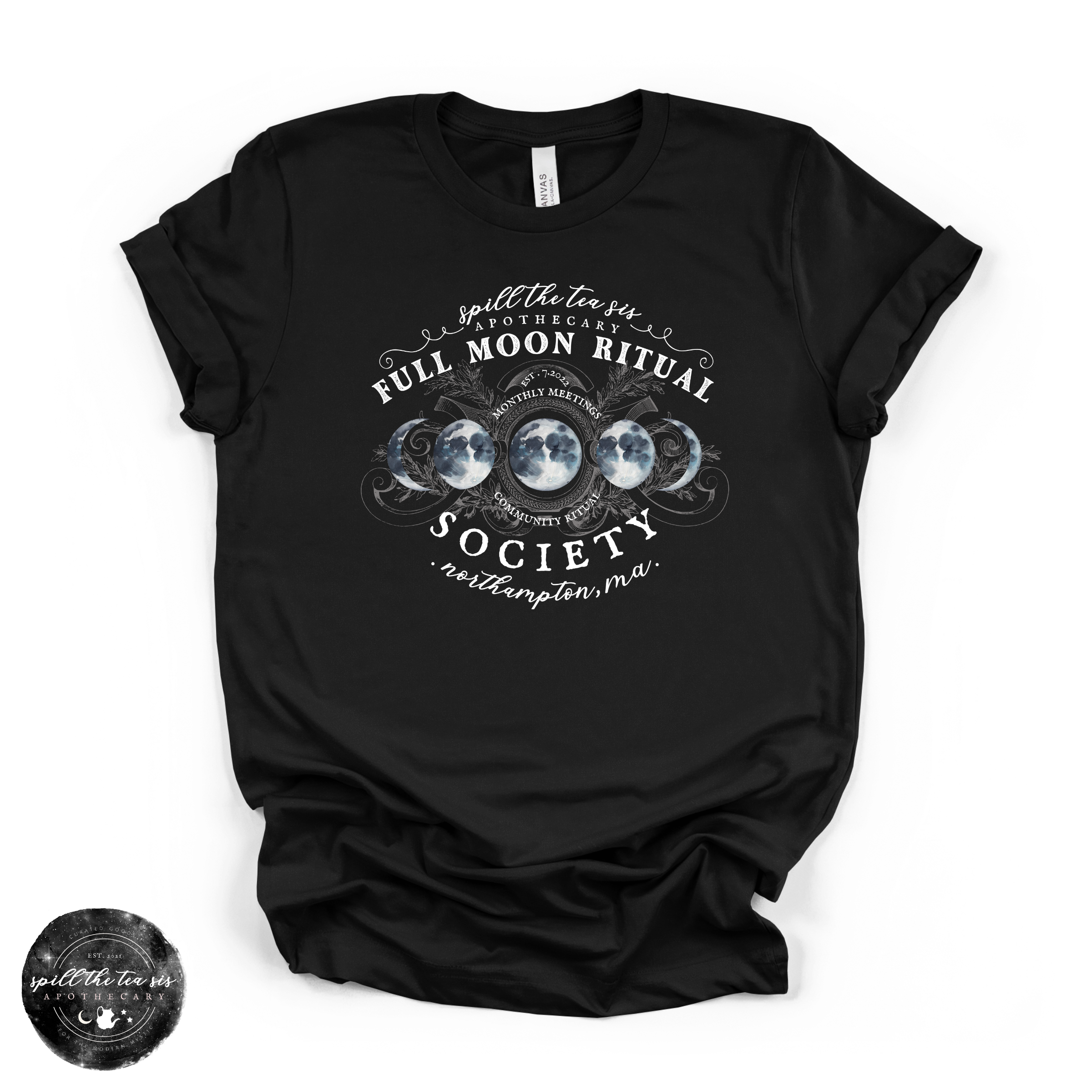 White Full Moon Ritual Tee | Celestial Graphic T-Shirt