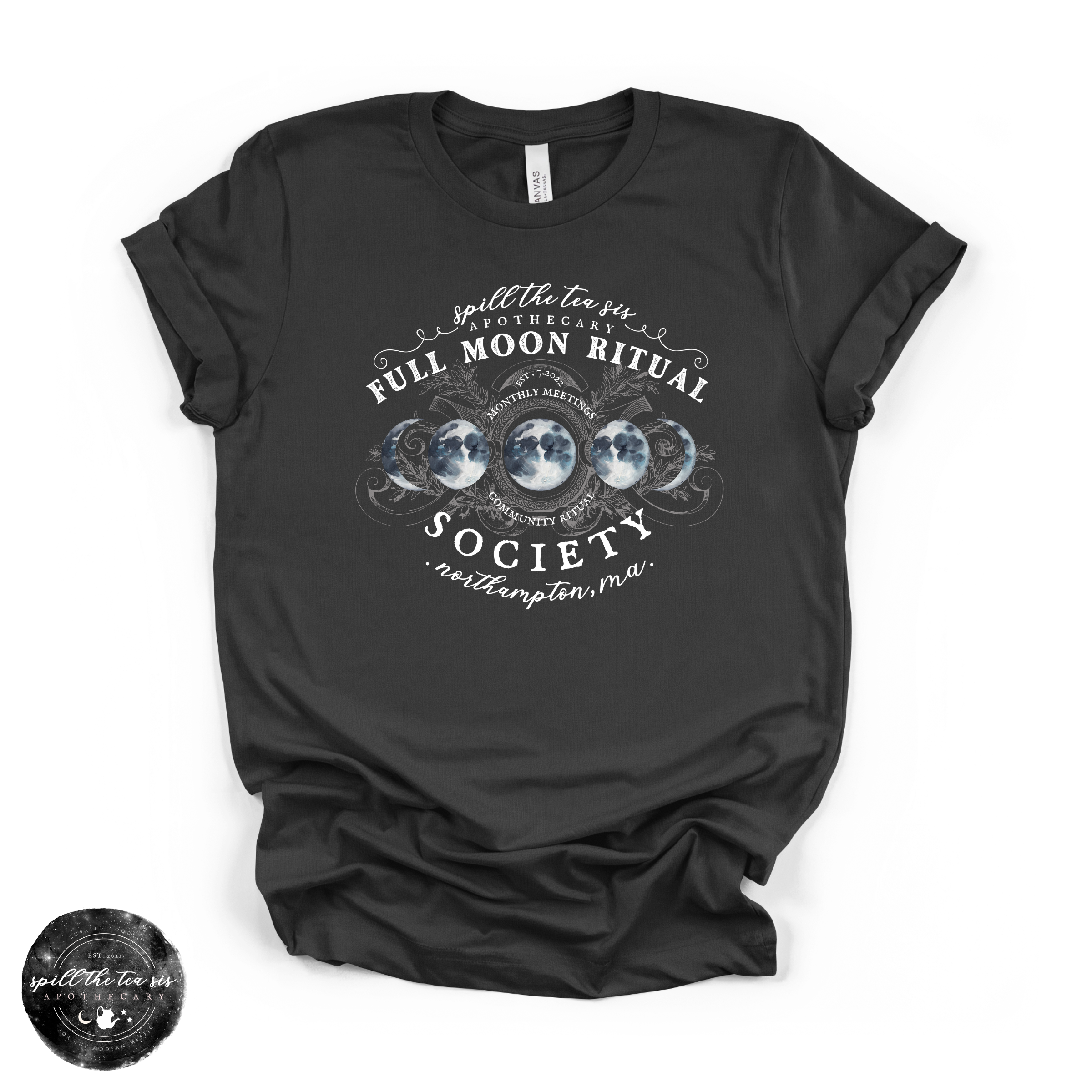 White Full Moon Ritual Tee | Celestial Graphic T-Shirt | | Wiccan Center