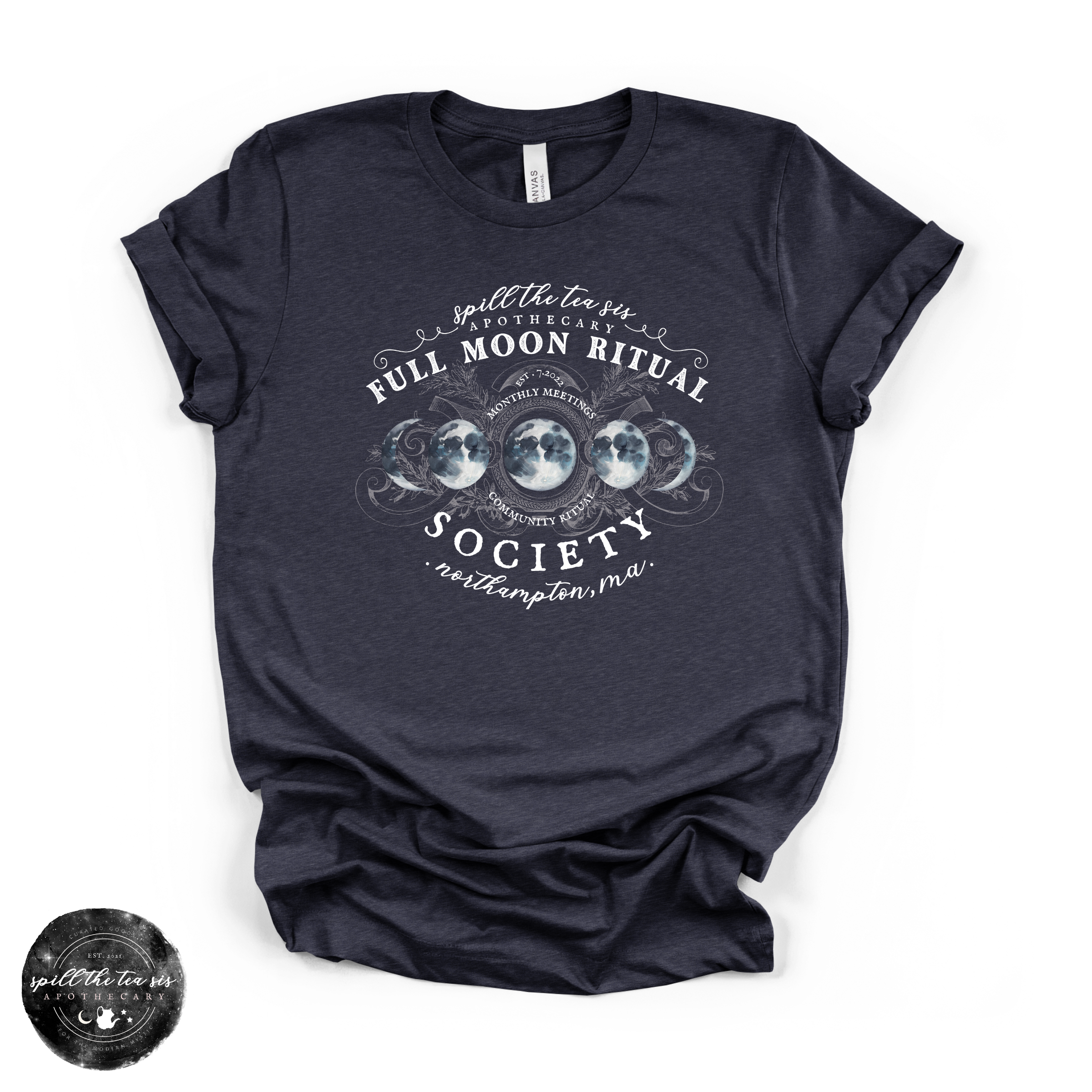 White Full Moon Ritual Tee | Celestial Graphic T-Shirt | | Wiccan Center