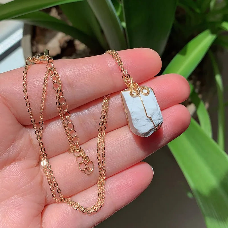 Raw Crystal Wire Wrap Gold Necklaces | necklace | Wiccan Center