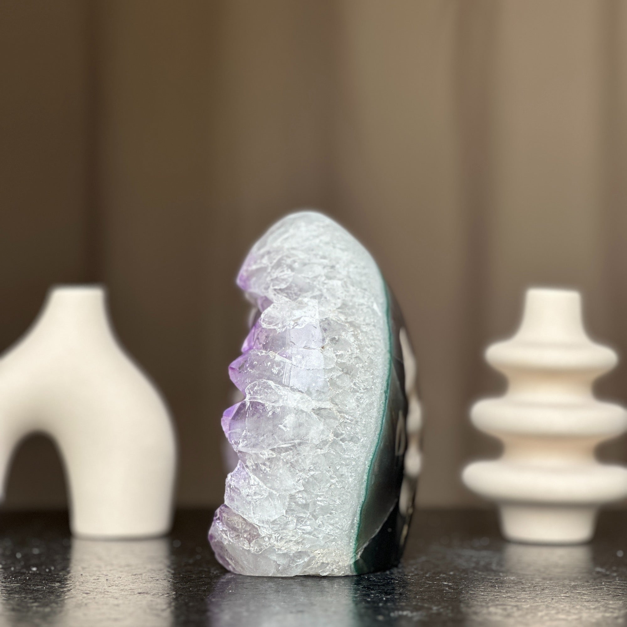 White Quartz & Amethyst Geode Crystal Egg, Large Cave with Agate formations | Amethyst Geodes | Wiccan Center
