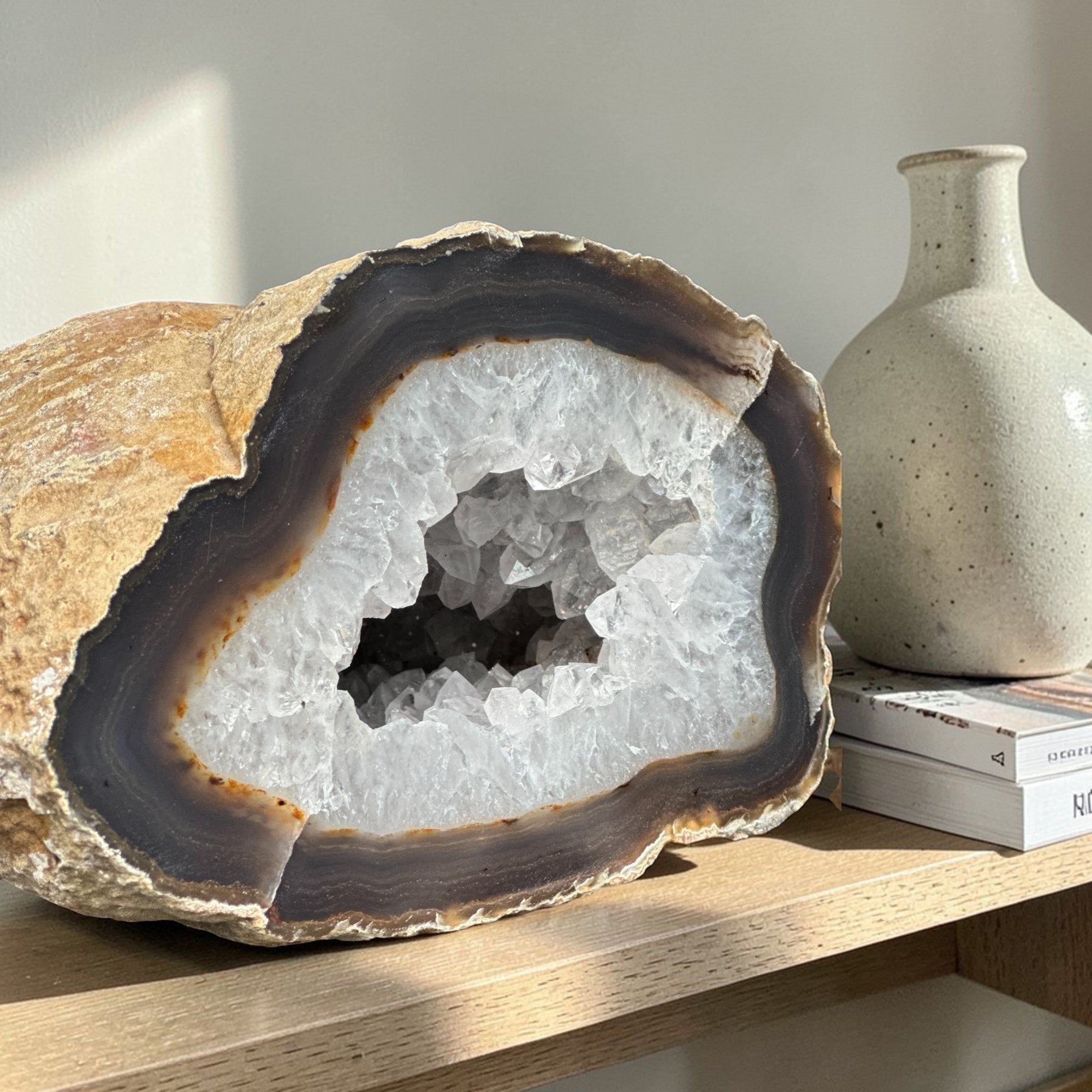 White quartz crystal geode cave, semi precious rocks | Amethyst Geodes | Wiccan Center