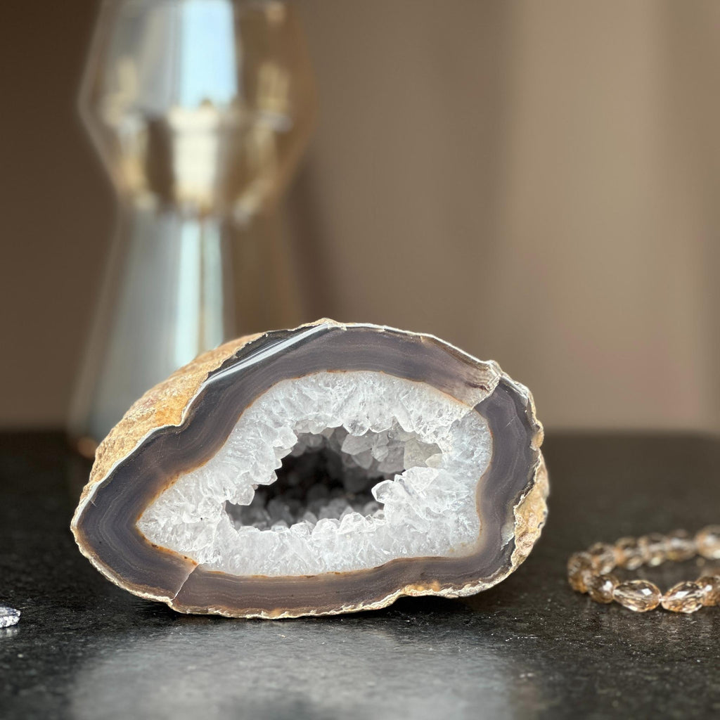 White quartz crystal geode cave, semi precious rocks | Amethyst Geodes | Wiccan Center