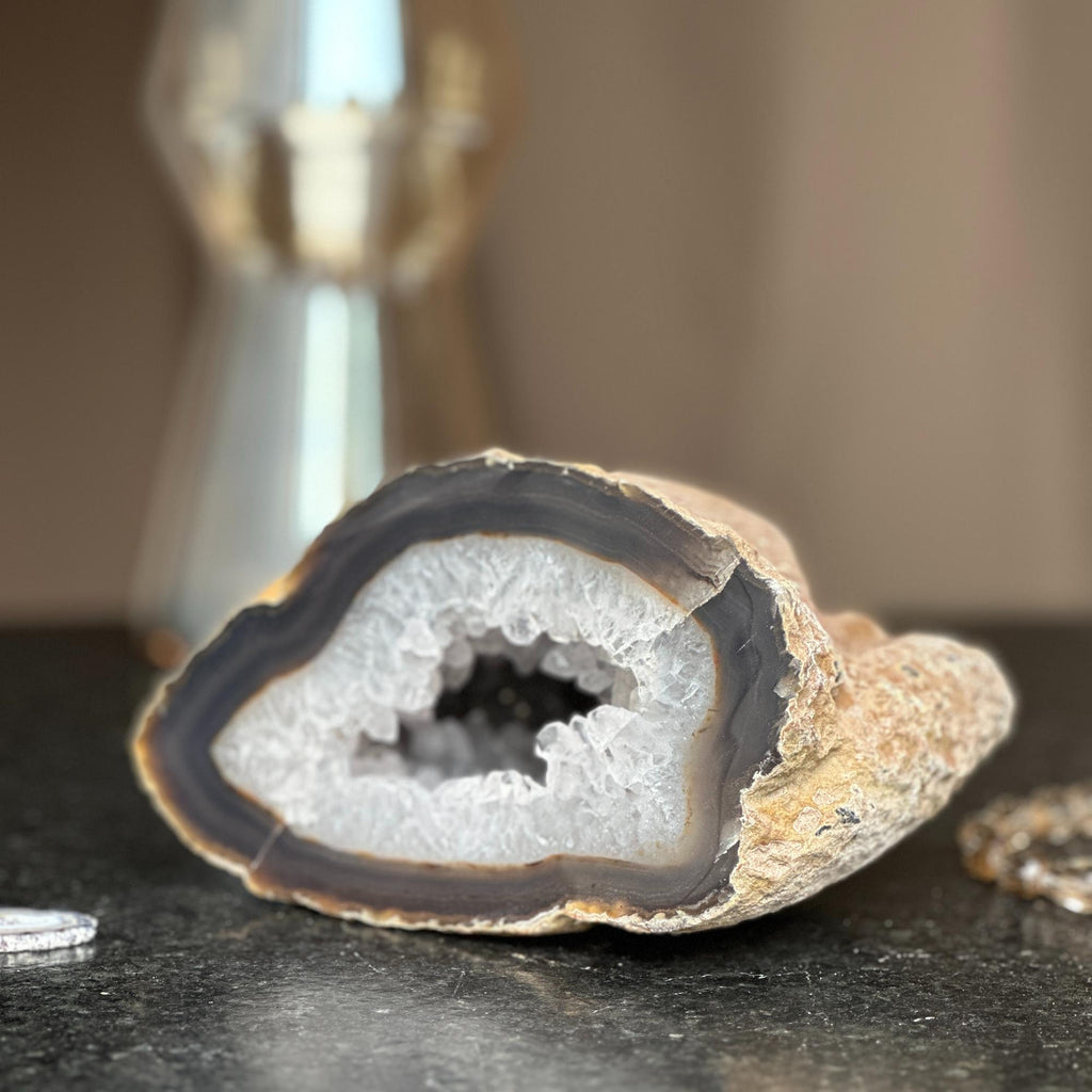 White quartz crystal geode cave, semi precious rocks | Amethyst Geodes | Wiccan Center