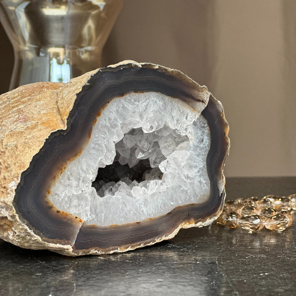 White quartz crystal geode cave, semi precious rocks | Amethyst Geodes | Wiccan Center