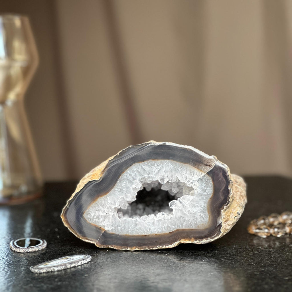 White quartz crystal geode cave, semi precious rocks | Amethyst Geodes | Wiccan Center