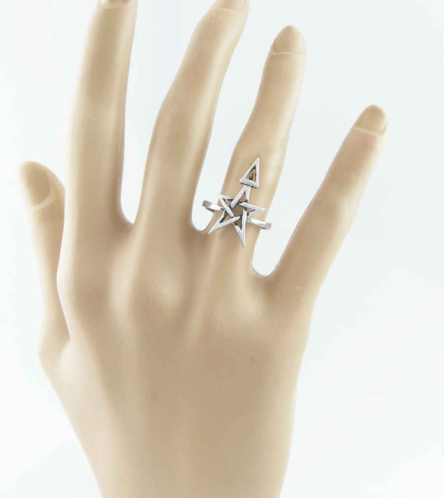 Wiccan Third Degree Pentagram Ring, Handmade - 925 Sterling Silver | Handmade > Silver | Wiccan Center