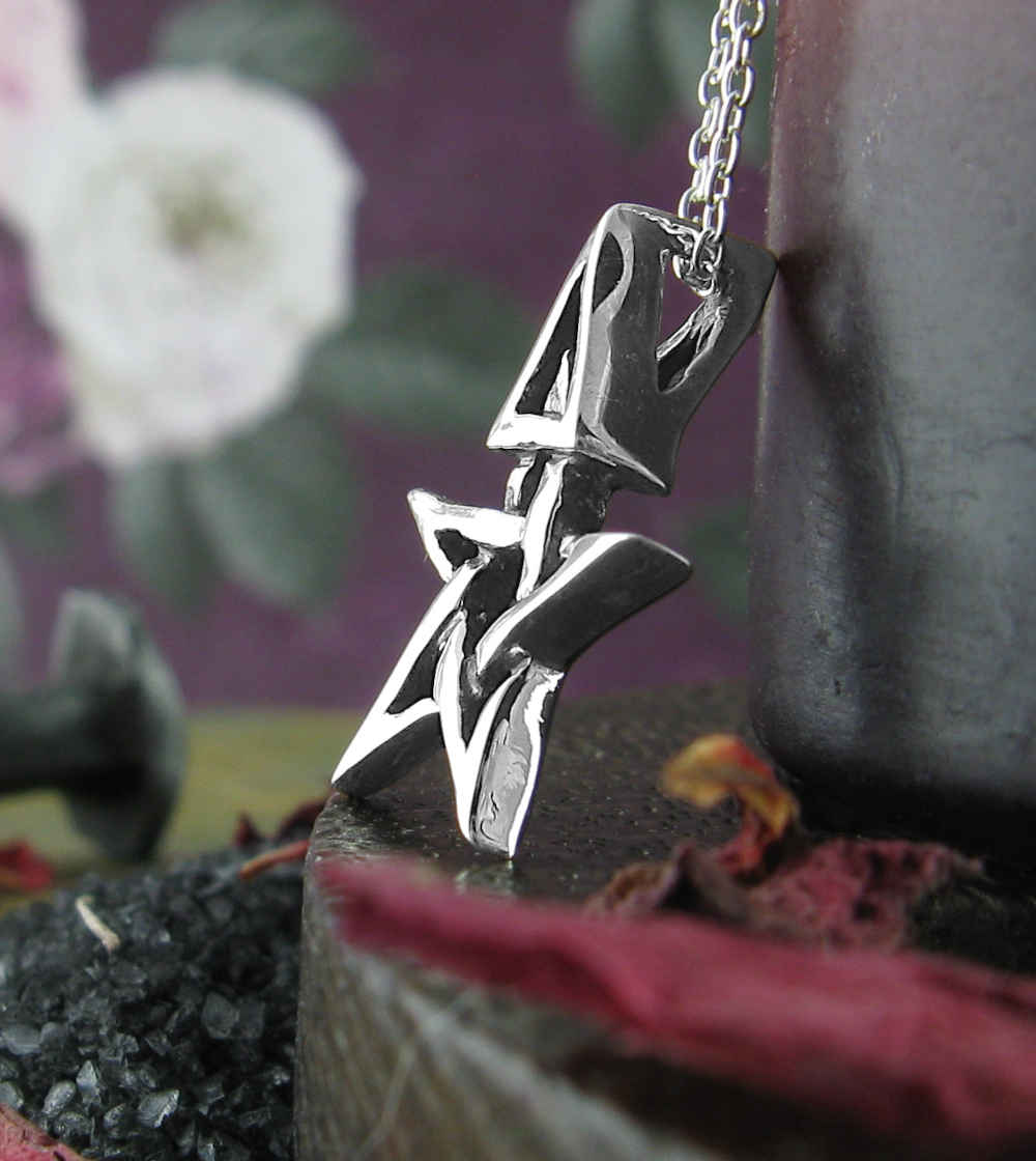 Tiny Wiccan Third Degree Pentagram Necklace, with Attached Chain, Handmade | Handmade > Silver | Wiccan Center
