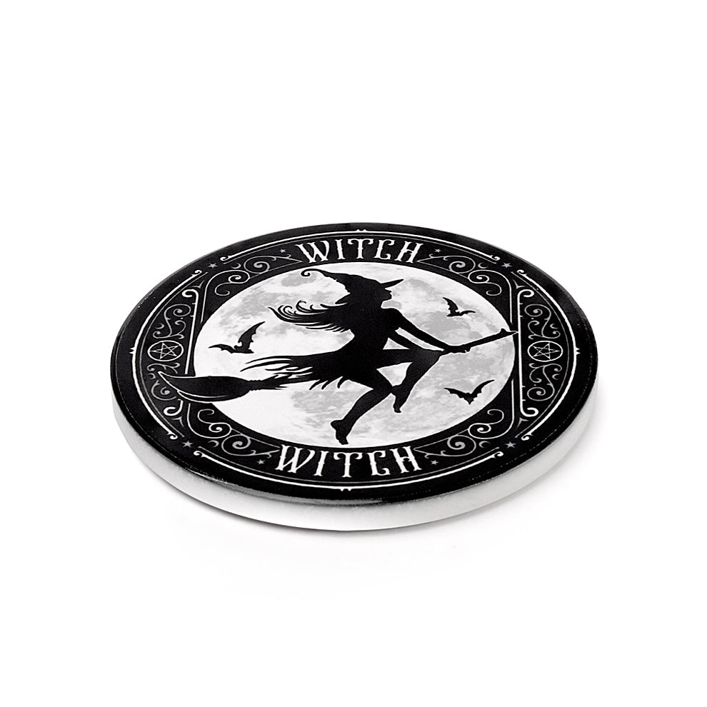 Flying Witch Round Coaster | Coaster | Wiccan Center