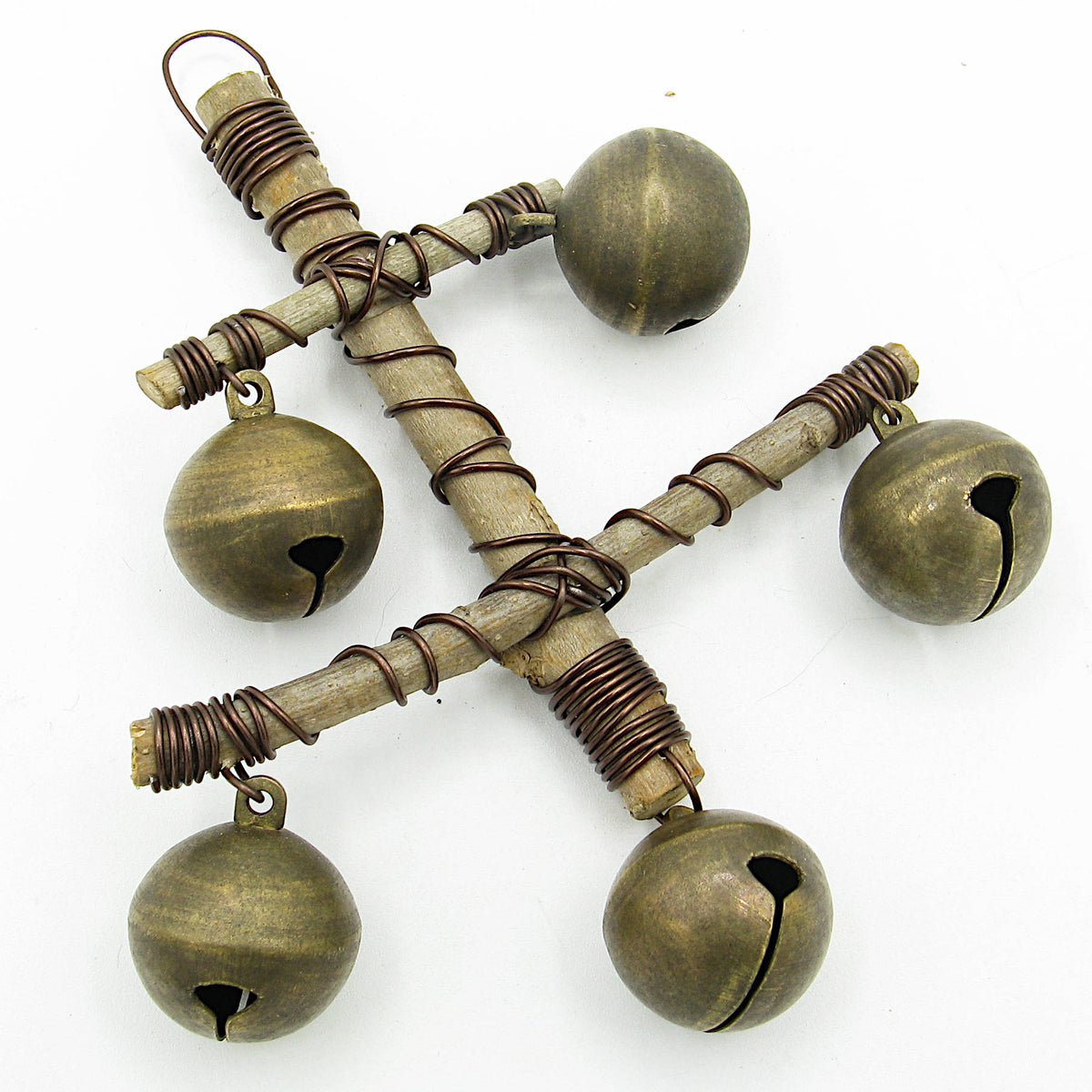 Witch's Bell: "Anchor" of Twigs with 5 Large Sleigh Bells - Handcrafted | Decorative Bells | Wiccan Center