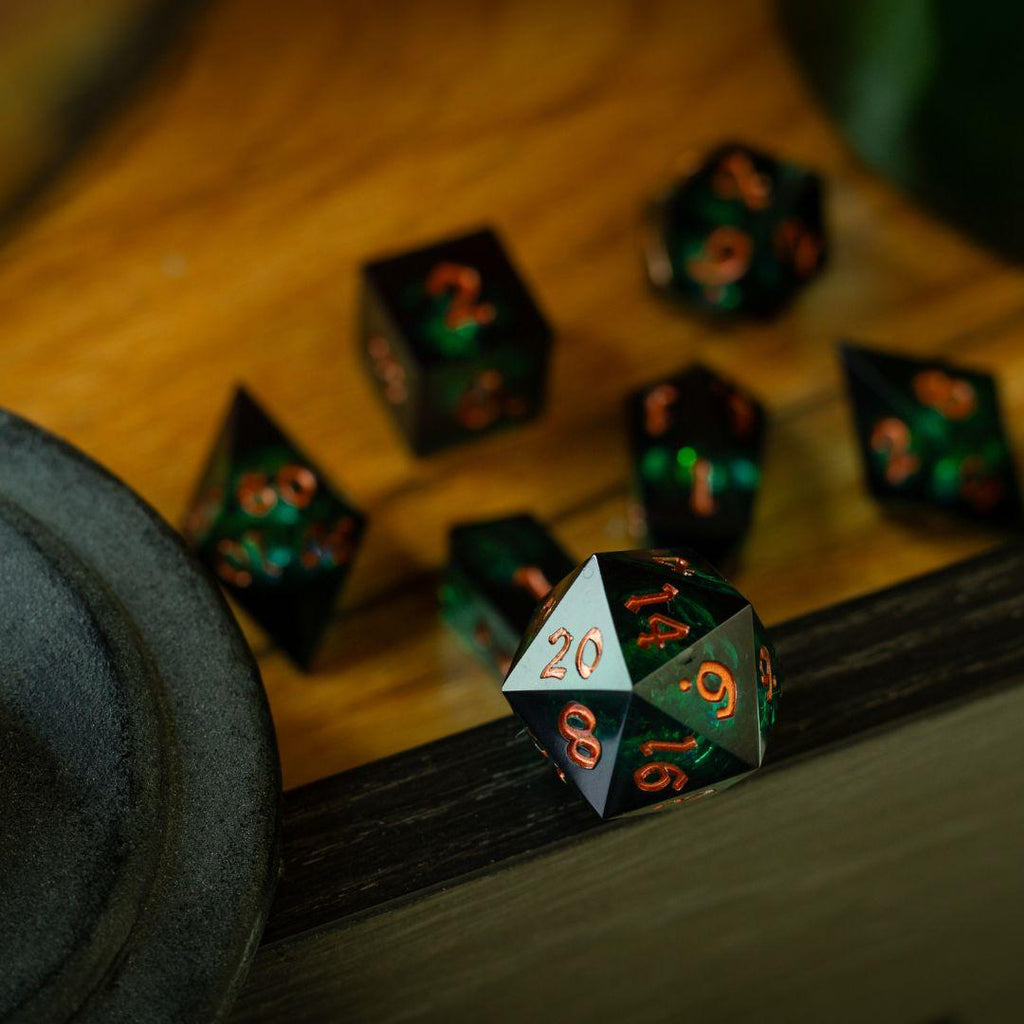 Witchwood Heart Liquid Core DND Dice Set | Liquid Core Dice | Wiccan Center
