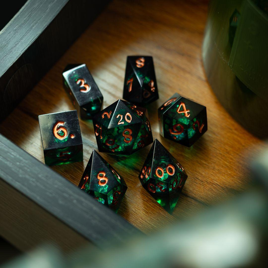 Witchwood Heart Liquid Core DND Dice Set | Liquid Core Dice | Wiccan Center