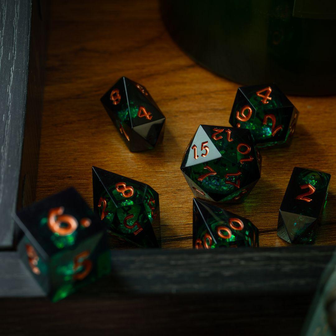 Witchwood Heart Liquid Core DND Dice Set | Liquid Core Dice | Wiccan Center