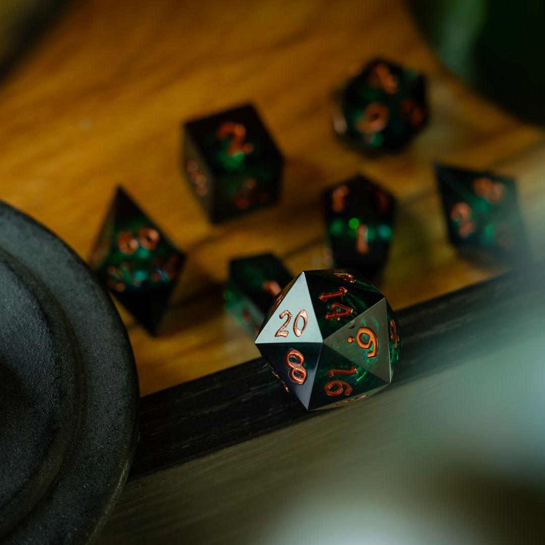 Witchwood Heart Liquid Core DND Dice Set | Liquid Core Dice | Wiccan Center