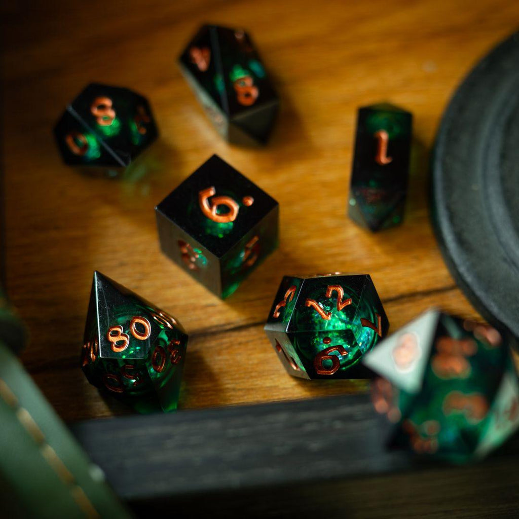 Witchwood Heart Liquid Core DND Dice Set | Liquid Core Dice | Wiccan Center