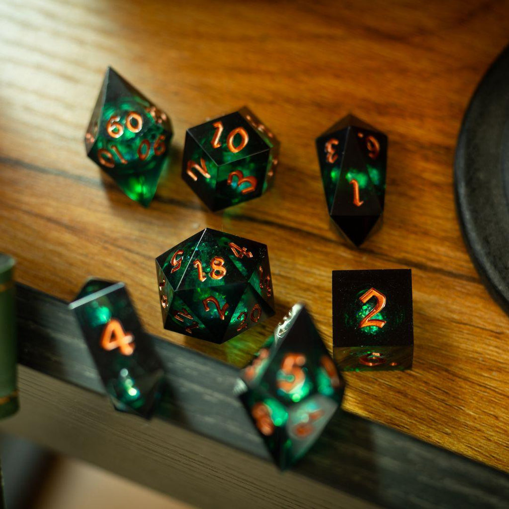 Witchwood Heart Liquid Core DND Dice Set | Liquid Core Dice | Wiccan Center