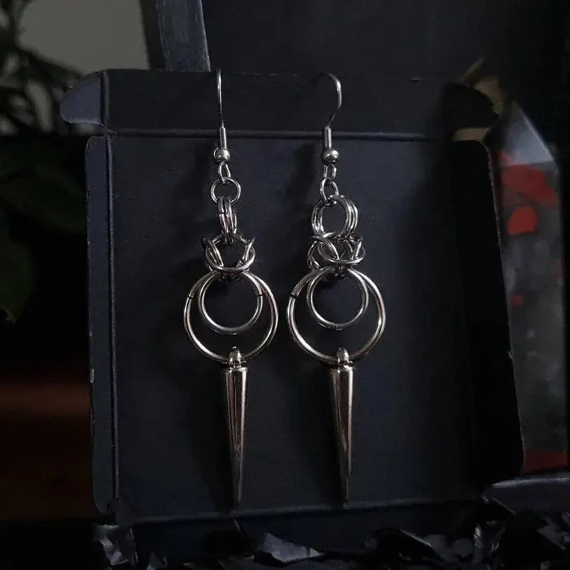 Gothic Chainmail Spike Earrings | earrings | Wiccan Center