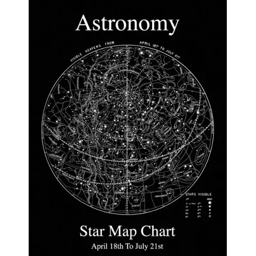 Astronomy Star Map Chart April 18th To July 21st - Paperback | Books | Wiccan Center