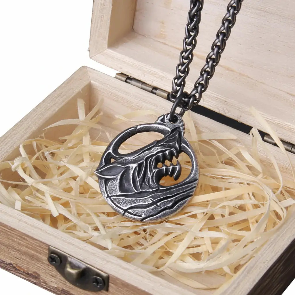 Viking wolf head pendant necklace for Men – Norse Gift Box Set