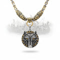 Wolf Head Viking Stainless Steel Pendant Necklace for Men – Norse Rune Amulet with Gift Box