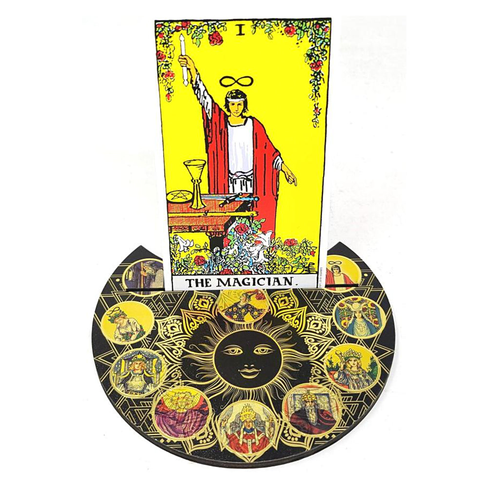 Wooden Crescent Tarot Card Holder 5" | Tarot Card Holder | Wiccan Center