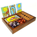 Wooden Tarot Card Holder with Moon Phase Lid | Wood Box | Wiccan Center