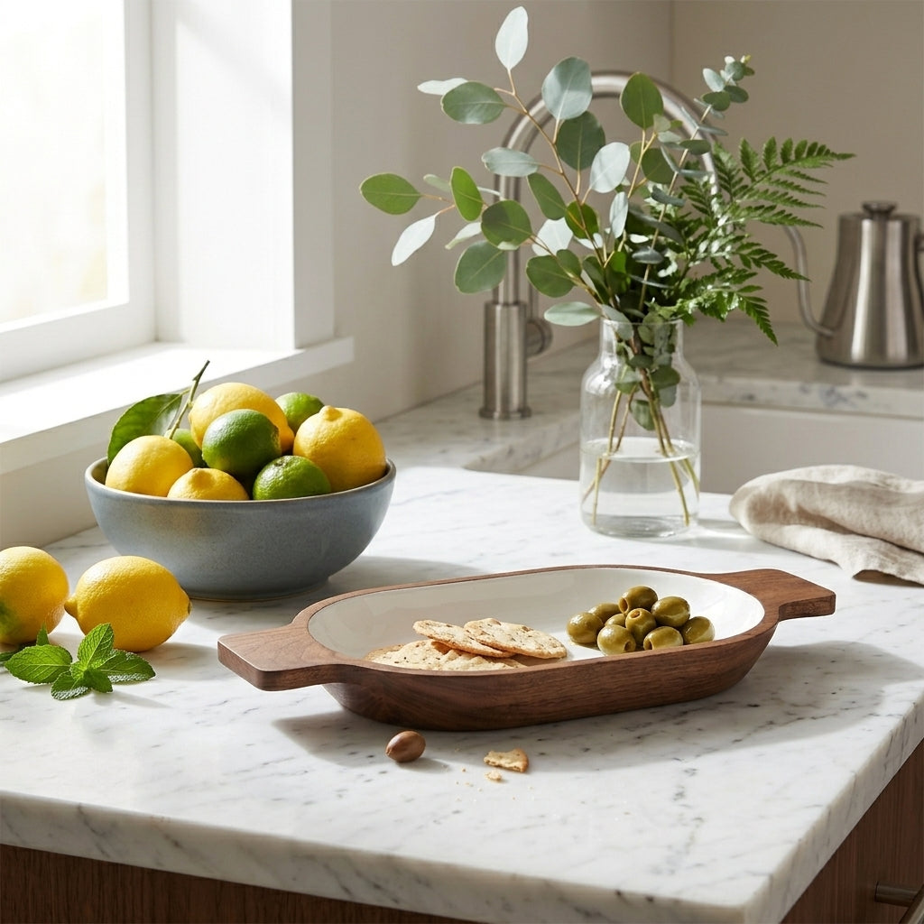Small Boat Mango Wood Serving Tray