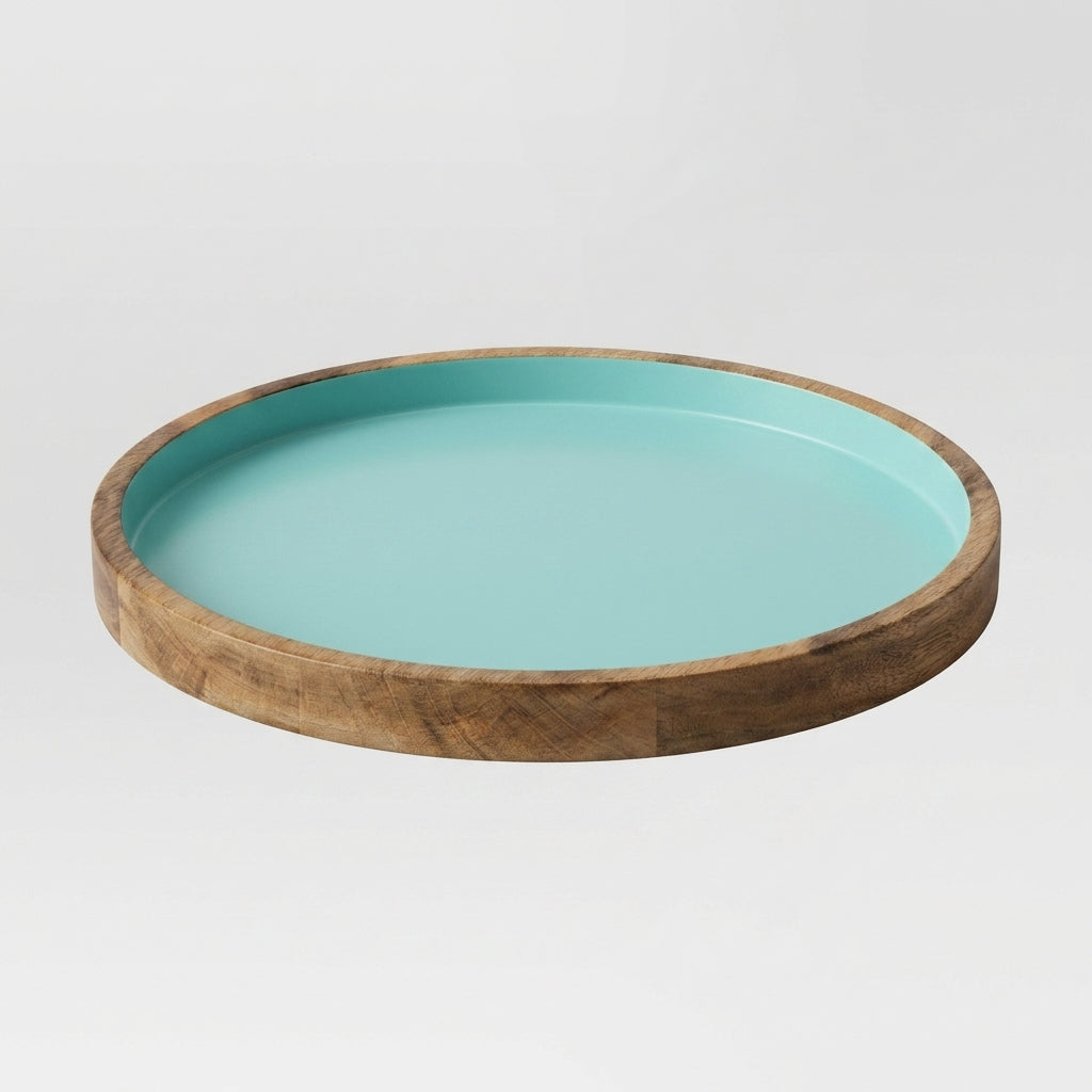 Blue Round Mango Wood Platter