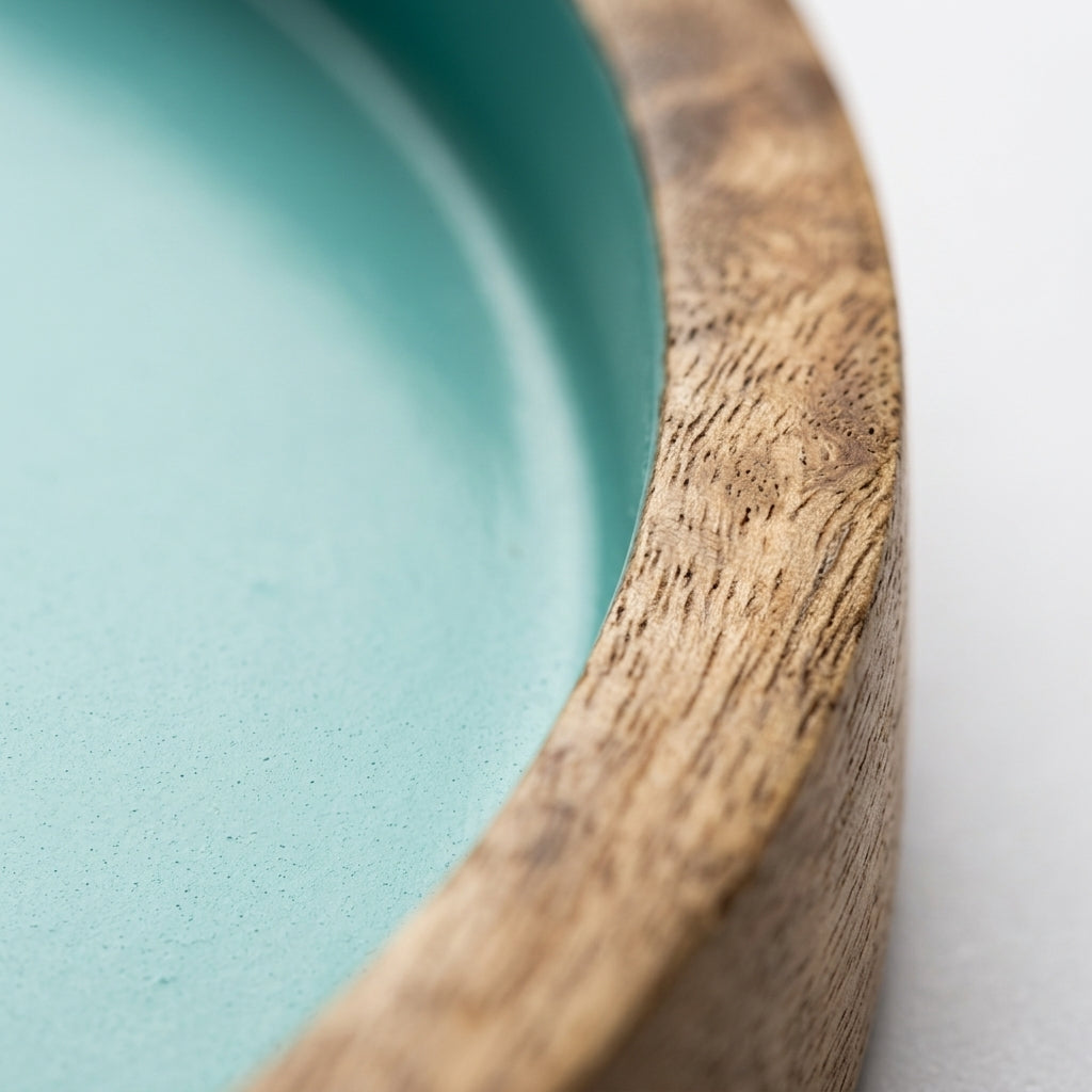 Blue Round Mango Wood Platter