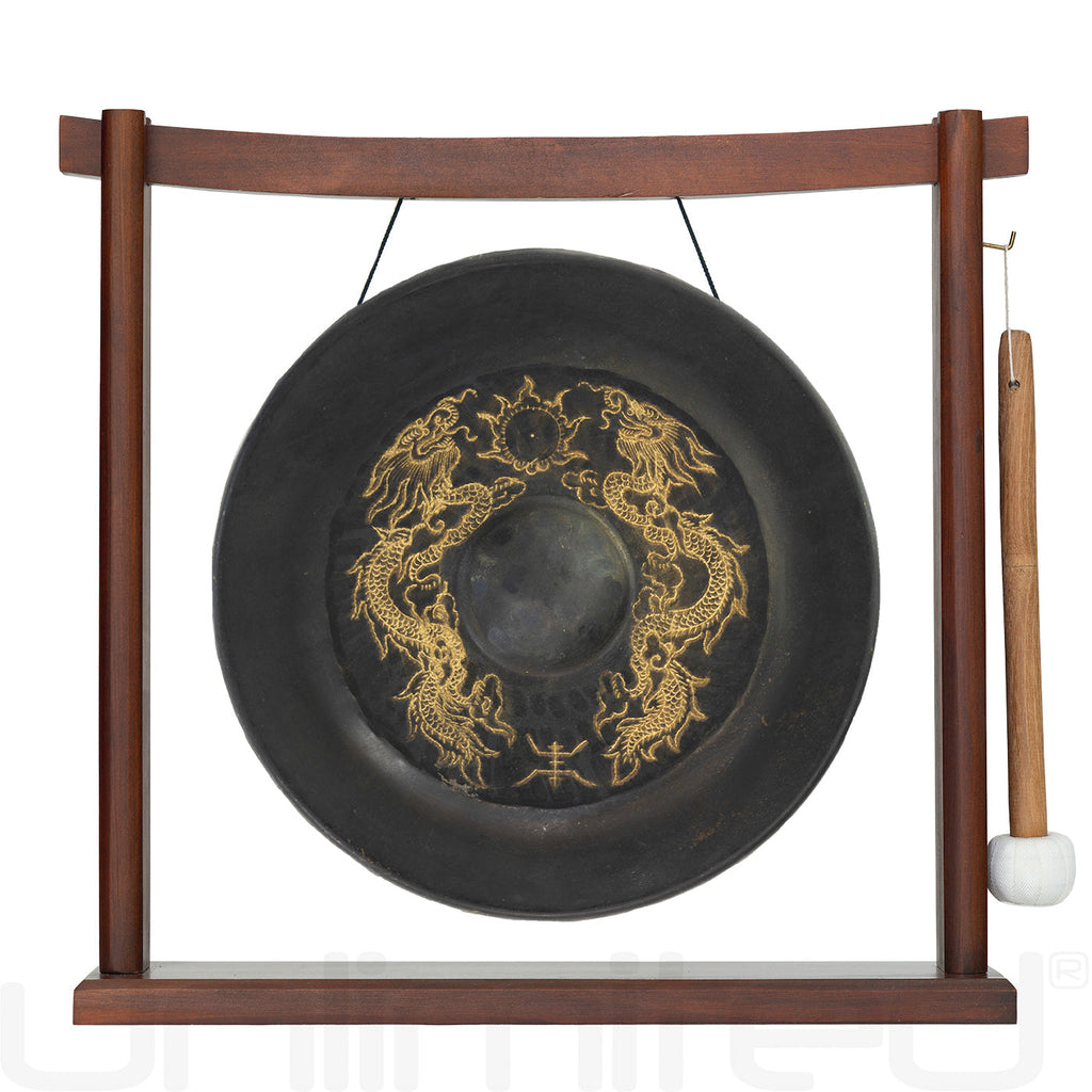 9" to 16" Vietnamese Dragon Gongs on Stands | Gong & Stand Combo | Wiccan Center