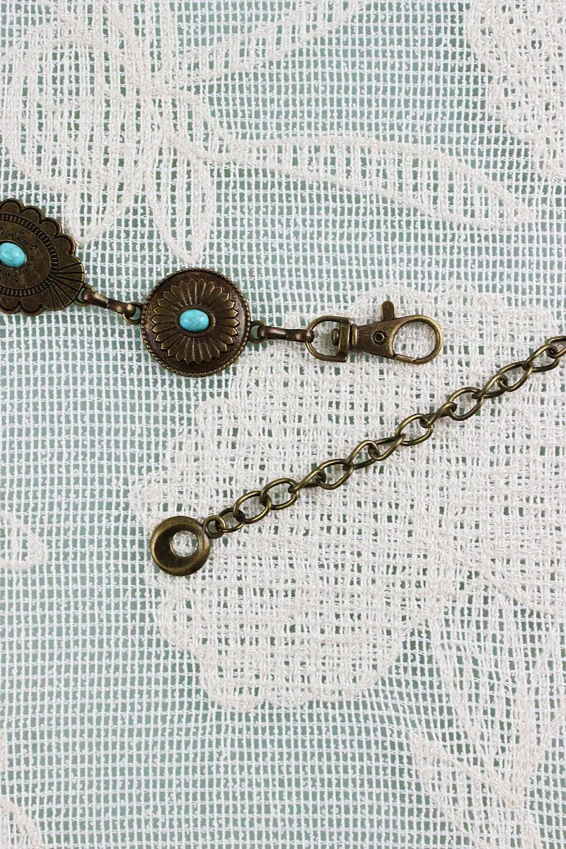 Bohemian Turquoise Waist Chain – Geometric Link Belt💎 | Belts | Wiccan Center