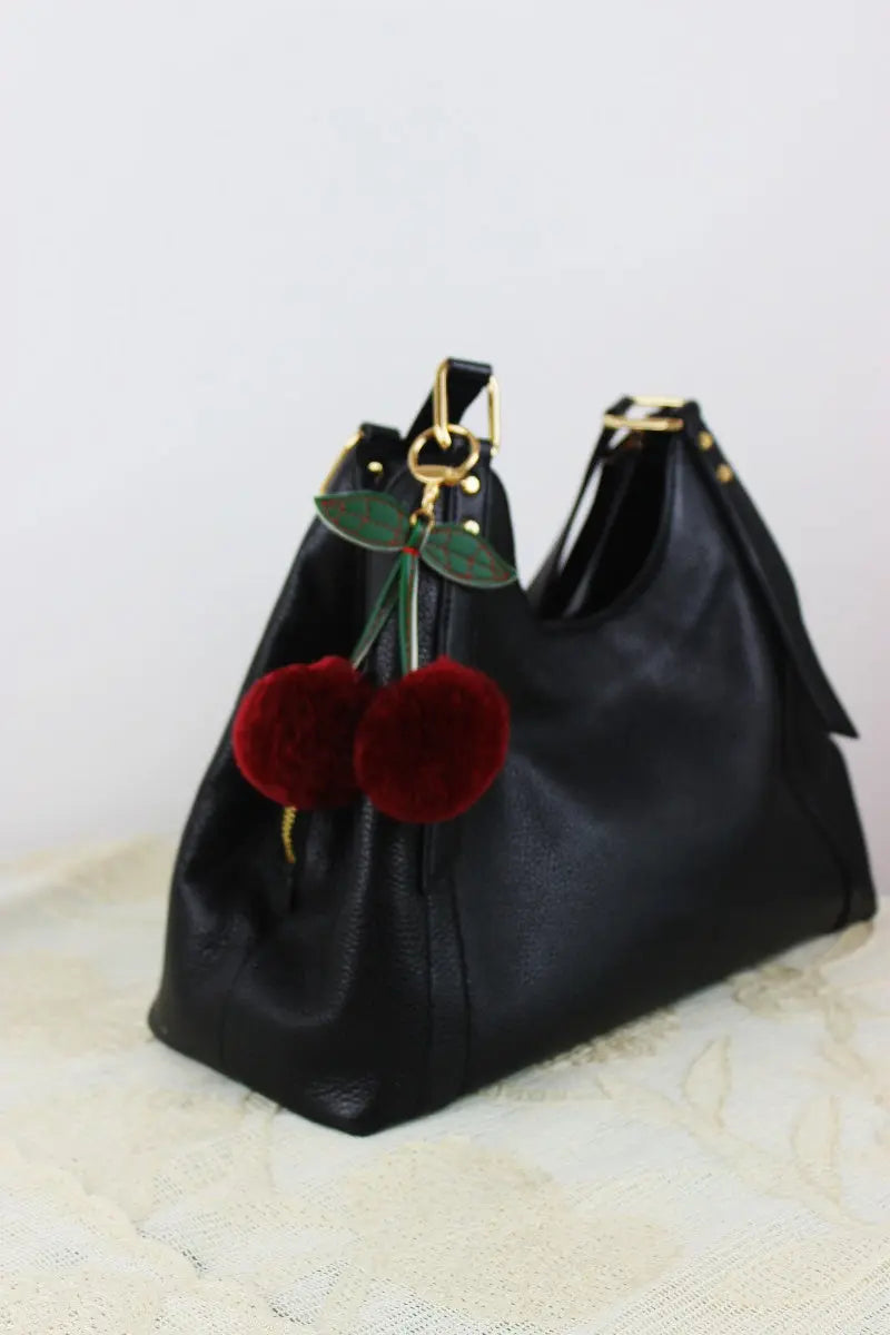Luxury Rabbit Fur Cherry Charm – Plush Bag Pendant 🍒✨ | Bag Charms | Wiccan Center