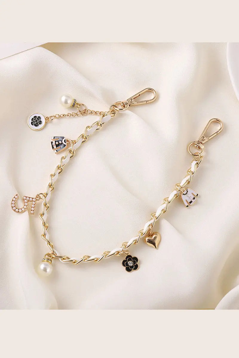 Luxury Pearl & Leather Chain Strap – Designer-Inspired Bag Charm ✨👜 | Accessories | Wiccan Center