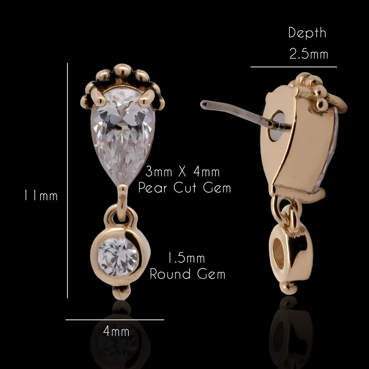 Verona - 14kt Gold Threadless End | Body Jewelry | Wiccan Center