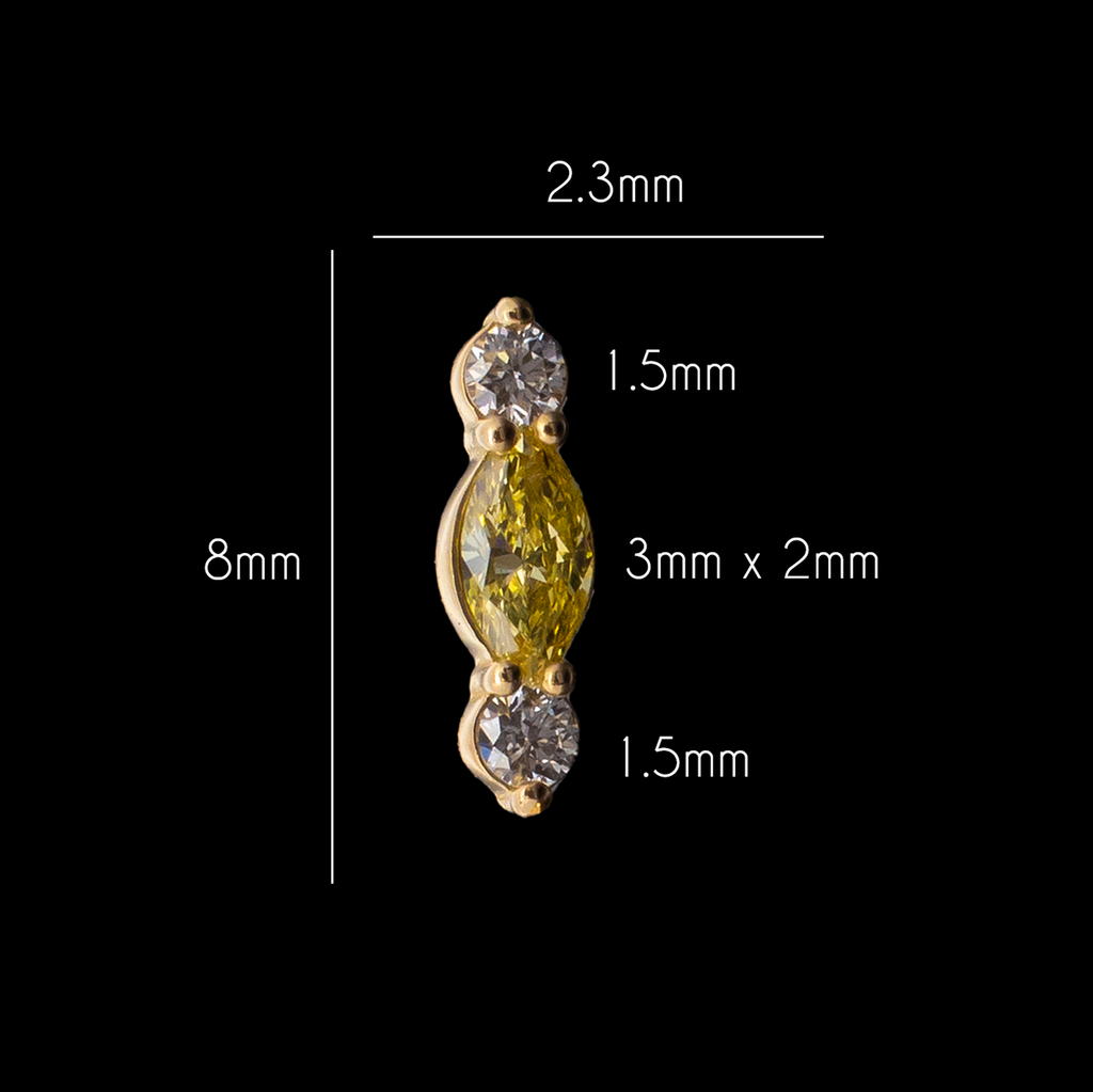 Brielle - 18kt Gold Threadless End | Body Jewelry | Wiccan Center