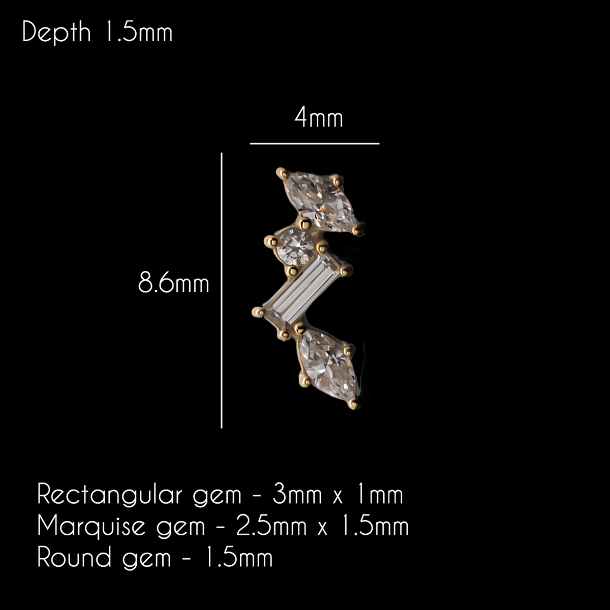 Ivy - 18kt Gold Threadless End | Body Jewelry | Wiccan Center