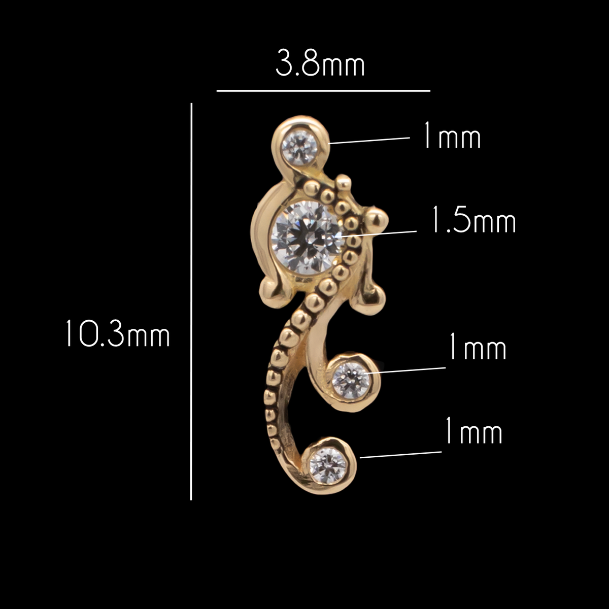 Eliana - 18kt Gold Threadless End | Body Jewelry | Wiccan Center