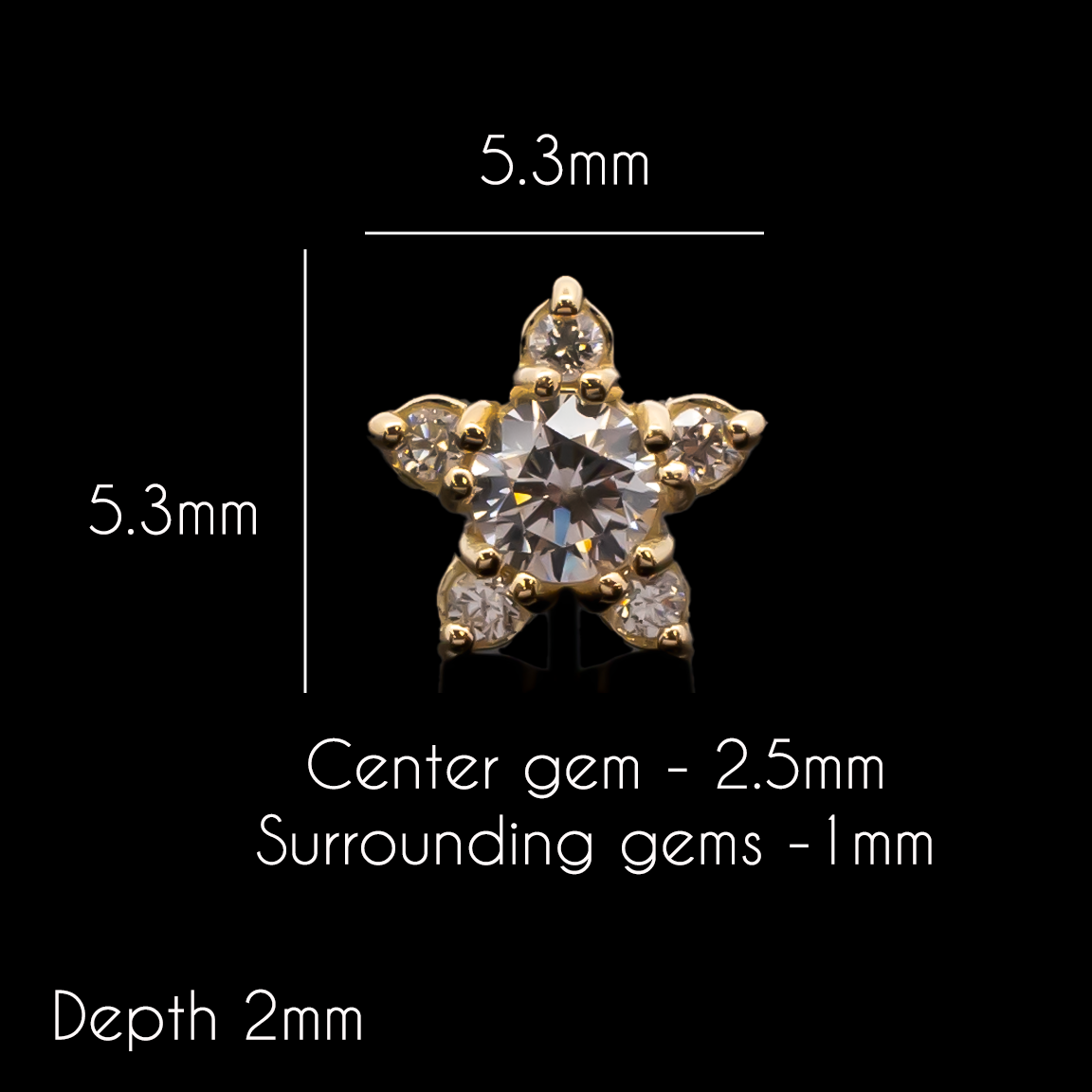 Madeline - 18kt Gold Threadless End | Body Jewelry | Wiccan Center