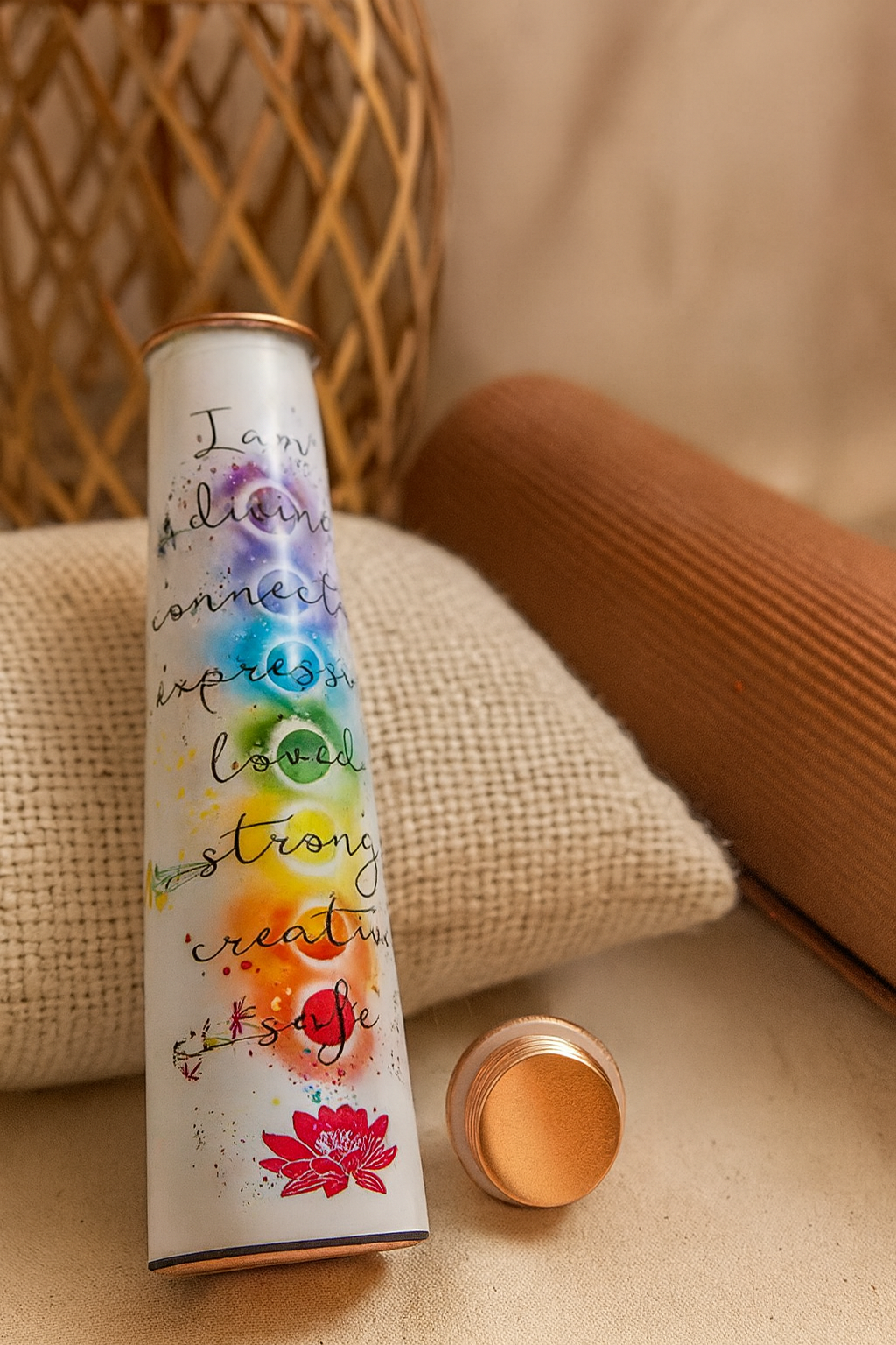 Pure Copper Water Bottle, 7 Chakra Design | | Wiccan Center