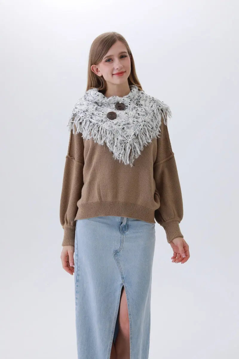 Organic Coconut Button Infinity Scarf – Textured Cocoon Wrap 🌿🧣