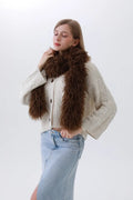 Luxe Feather-Trim Scarf – Plush Winter Elegance ❄️ | Scarves | Wiccan Center