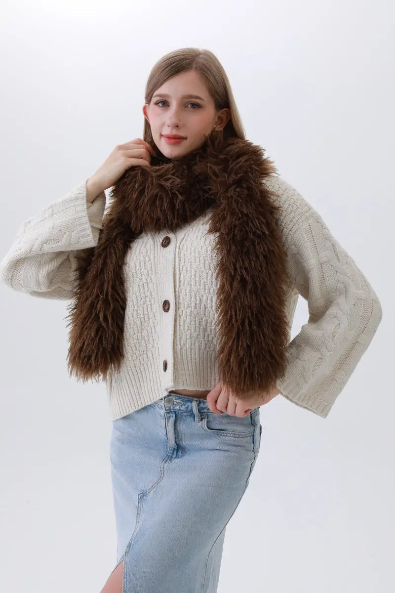 Luxe Feather-Trim Scarf – Plush Winter Elegance ❄️ | Scarves | Wiccan Center